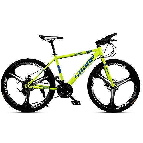 Bicicletas de montaña : Bicicletas, de alta velocidad de bicicletas de montaña de 26 pulgadas, 21 velocidades de doble freno de disco de la bicicleta, por fuera de la carretera, de montaña, montar a caballo adulto, Amarillo