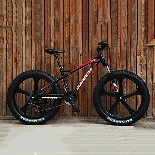 Bicicletas de montaña : Bicicletas De Montaña 26 Pulgadas / 21 Velocidad Bicicleta De Montaña De Fat Tire para Adultos, Marco De Acero De Alto Carbono Doble Suspensión Completa Doble Freno De Disco, Rojo