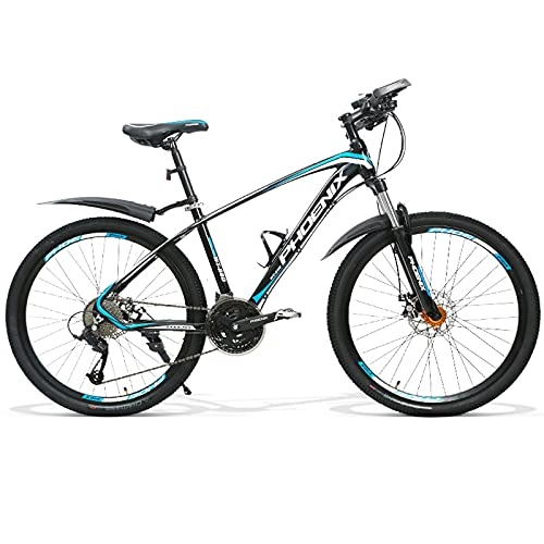 Bicicletas de montaña : Bicicletas de Montaña Bicicleta De Montaña De 26 Pulgadas Con Horquilla De Suspensión, Bicicleta De Montaña De 27 Velocidades Con Doble Freno De Disco, Cuadro De Aleación De Aluminio (Color:Azul negro)