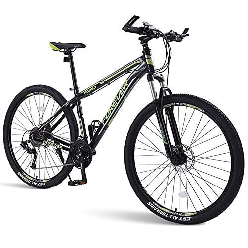 Bicicletas de montaña : Bicicletas de Montaña Bicicleta de montaña de 26 pulgadas con horquilla de suspensión bloqueable para adultos, Bicicletas de montaña de aleación de aluminio de 33 velocidades con do(Color:Verde negro)