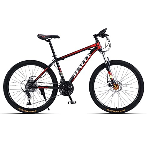 Bicicletas de montaña : Bicicletas de Montaña Bicicleta De Montaña De 26 Pulgadas, Horquilla De Suspensión De 30 Velocidades Bicicletas De Montaña Para Adultos, Cuadro De Acero Al Carbono Bicicleta De Carrete(Color:Rojo negro)