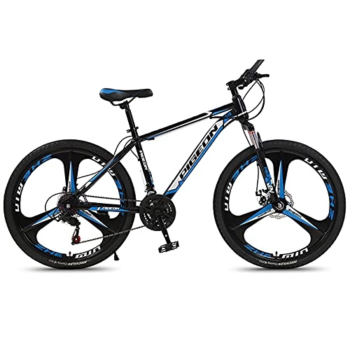 Bicicletas de montaña : Bicicletas de Montaña Bicicleta de montaña de 26 pulgadas y 27 velocidades para hombres y mujeres, Cuadro de acero de alto carbono con horquilla de suspensión, Bicicleta urbana de pase(Color:Azul negro)