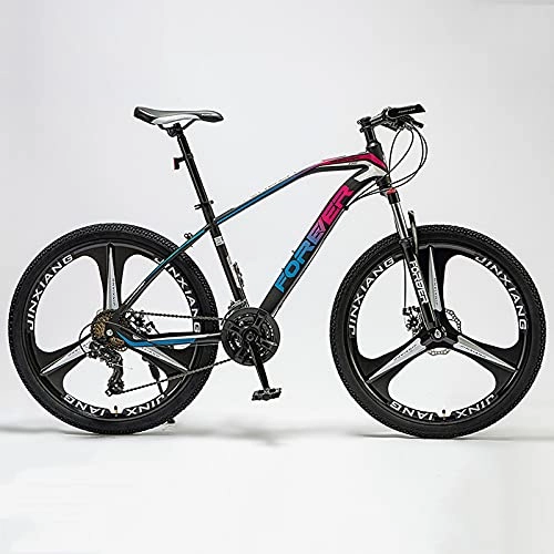 Bicicletas de montaña : Bicicletas de Montaña Bicicleta de montaña de aleación de aluminio de 26 pulgadas, freno de disco doble de 27 velocidades, bicicletas de montaña para adultos, horquilla de suspensión, bici(Color:Azul)
