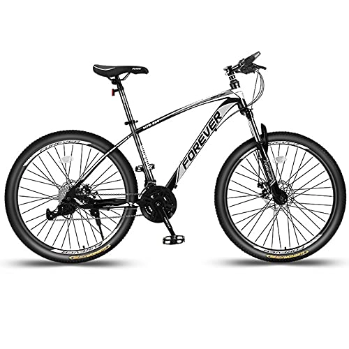 Bicicletas de montaña : Bicicletas de Montaña Bicicleta De Montaña De Tenedor De La Suspensión De 26 Pulgadas Para Mujeres Y Hombres, 27 Velocidades De Bicicleta De Neumático De Montaña Con Freno De Doble(Color:Blanco negro)