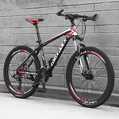 Bicicletas de montaña : Bicicletas De Montaña Bicicletas 21 Velocidades Marco De Acero Al Carbono Ligero Freno De Disco Rueda De Radios Bicicleta De Carretera Rojo, 24 Pulgadas