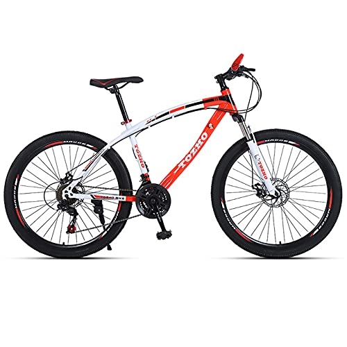 Bicicletas de montaña : Bicicletas de Montaña Bicicletas de montaña de 26 pulgadas para hombres y mujeres, Bicicletas de montaña de acero de alto carbono de 27 velocidades, Bicicletas de montaña antidesliza(Color:Blanco rojo)