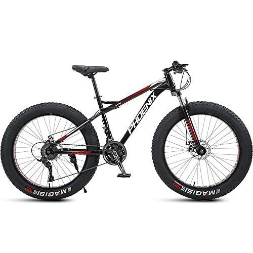 Bicicletas de montaña : Bicicletas de montaña de 24 pulgadas, rueda gruesa de 4.0 pulgadas, bicicleta de montaña con neumáticos gruesos para adultos, bicicleta de 7 / 21 / 24 / 27 / 30 velocidades, marco de acero con alto contenido