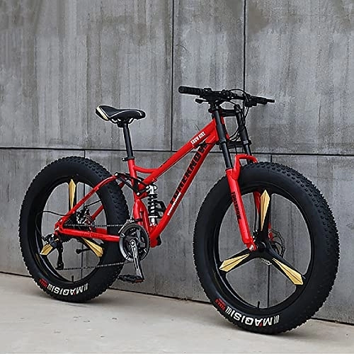 Bicicletas de montaña : Bicicletas de montaña de 26 pulgadas, bicicleta de montaña con neumáticos gruesos para adultos, bicicleta de 27 velocidades, marco de acero con alto contenido de carbono, freno de disco doble de suspe