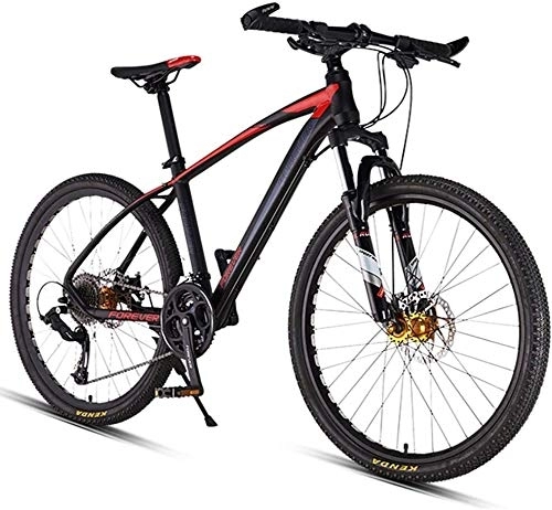 Bicicletas de montaña : Bicicletas de montaña de 26 pulgadas de 27 velocidades, doble disco de freno Hardtail Mountain Bike, para hombre y mujer adulta todo terreno, asiento ajustable y manillar (color: rojo)