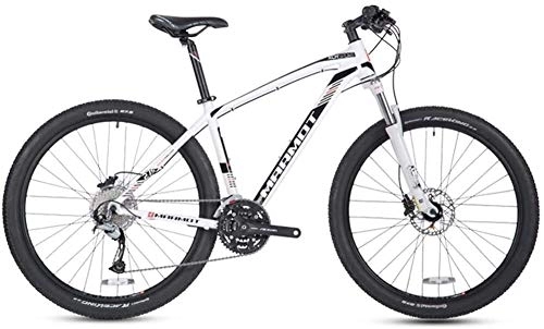 Bicicletas de montaña : Bicicletas de montaña de 27 velocidades, bicicleta de montaña de 27.5 pulgadas, ruedas grandes rígidas, marco de aluminio para hombre, bicicleta de montaña todo terreno (color: blanco)