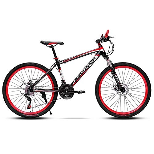 Bicicletas de montaña : Bicicletas De Montaña para Adultos, Bicicleta De Montaña De Acero Al Carbono De 26 Pulgadas Bicicletas De Cuadro De Suspensión Completa, Engranajes De 21 Velocidades Frenos De Doble Disco, Black Red