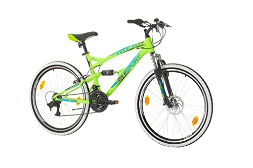 Bicicletas de montaña : BIKE SPORT LIVE ACTIVE Bikesport Parallax Bicicleta De montaña Doble suspensión 26 Ruedas Freno a Disco Delantero Shimano 18 velocidades (Neon Green Black)