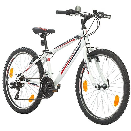 Bicicletas de montaña : BIKE SPORT LIVE ACTIVE Bikesport Rocky 24" - Bicicleta de montaña para nio nia, Shimano 18 velocidades, Cuadro 14'' Acero, Frenos V-Brake (Blanco Mate)
