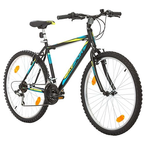 Bicicletas de montaña : Bikesport Active Bicicleta de montaña Tamaño de Rueda 26" Tamaño de Cuadro: 46 cm, 18 velocidades (Negro Azul Verde, XL)