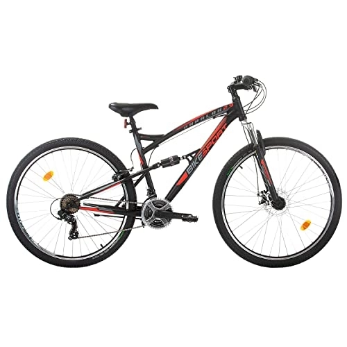 Bicicletas de montaña : Bikesport Parallax Doble Suspensión Bicicleta Acero Ruedas 29" Freno de Disco Delantero Shimano 21 Velocidades (Negro)