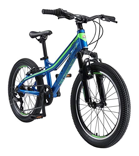 Bicicletas de montaña : BIKESTAR Bicicleta de montaña de Aluminio Bicicleta Juvenil 20 Pulgadas de 6 a 9 años | Cambio Shimano de 7 velocidades, Freno de Disco, Horquilla de suspensión | niños Bicicleta Azul Verde
