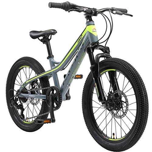 Bicicletas de montaña : BIKESTAR Bicicleta de montaña de Aluminio Bicicleta Juvenil 20 Pulgadas de 6 a 9 años | Cambio Shimano de 7 velocidades, Freno de Disco, Horquilla de suspensión | niños Bicicleta Verde