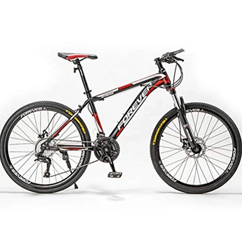 Bicicletas de montaña : BNMKL Bicicleta De Montaña 21 Velocidades, Bicicleta De Carretera con Absorción De Impactos 24 / 26 / 27, 5 Pies, Bicicleta Montaña Mujer con Asiento Ajustable, Black Red, 24inch