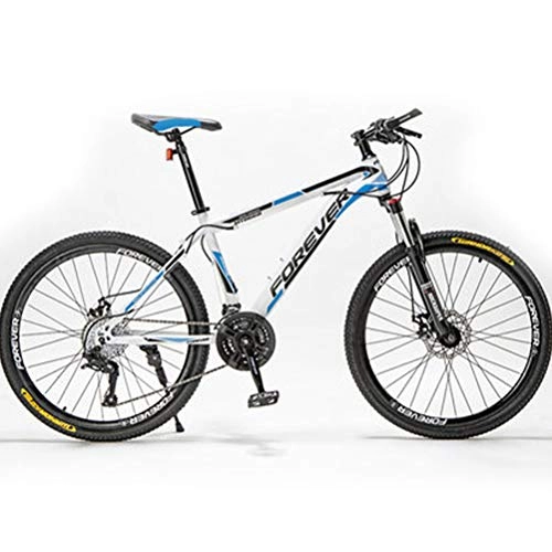 Bicicletas de montaña : BNMKL Bicicleta De Montaña 21 Velocidades, Bicicleta De Carretera con Absorción De Impactos 24 / 26 / 27, 5 Pies, Bicicleta Montaña Mujer con Asiento Ajustable, White Blue, 24inch
