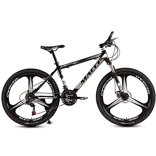 Bicicletas de montaña : BNMKL Bicicleta De Montaña 26 Pulgadas 30 Velocidades, Freno De Disco Dual 26 Pulgadas Neumáticos | Hardtail Bicicleta MTB con Cuadro De Acero De Alto Carbono, Black Silver