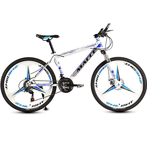 Bicicletas de montaña : BNMKL Bicicleta De Montaña 26 Pulgadas 30 Velocidades, Freno De Disco Dual 26 Pulgadas Neumáticos | Hardtail Bicicleta MTB con Cuadro De Acero De Alto Carbono, White Blue