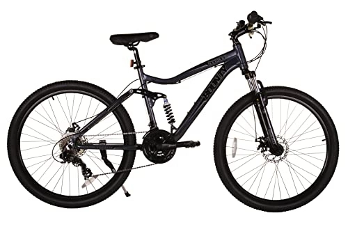 Bicicletas de montaña : Bounty Bicicleta de montaña con suspensión total - Cambio Shimano 18 velocidades, horquillas de suspensión Zoom, frenos de disco, llantas de aleación ligera - Bicicletas para hombre