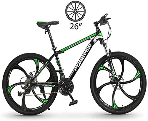 Bicicletas de montaña : BUK Bicicleta Montaña Adulto, Bicicleta de Trekking Cruzada Frenos Dobles de 6 radios Bicicleta de Carreras Todoterreno amortiguadora Velocidad variable-26 Pulgadas / 27 velocidades_Verde