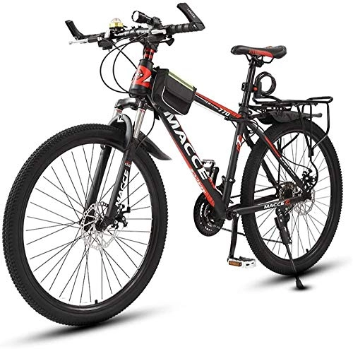Bicicletas de montaña : BUK Bicicleta Montaña Adulto, Trekking Bicycle Cross 26 'Aluminum Frame Bicycle Fork Suspension with Variable Speed ​​Bicycle-26 Pulgadas / 24 velocidades_Negro