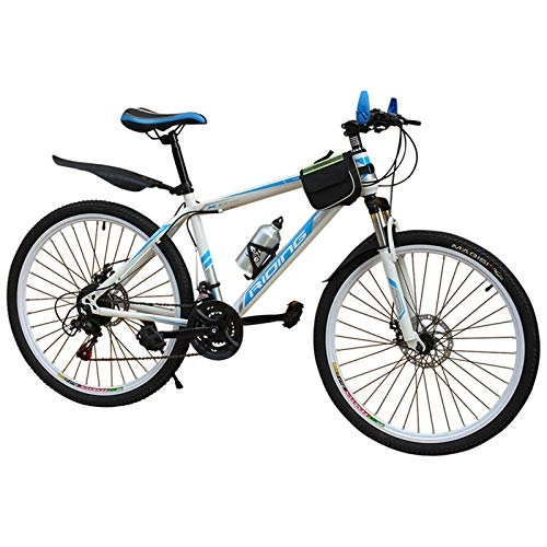 Bicicletas de montaña : BWJL Bicicletas De Montaña De Velocidad Variable Antideslizantes, Bicicleta Talon De Posicionamiento De Una Sola Bicicleta De Montaña, Bicicleta De Frenado Seguro Y Sensible, Blue White, 24 Inches
