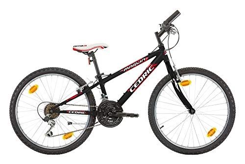 Bicicletas de montaña : Cedric 24 Zoll 28 cm Jungen 18G Felgenbremse Schwarz / Rot