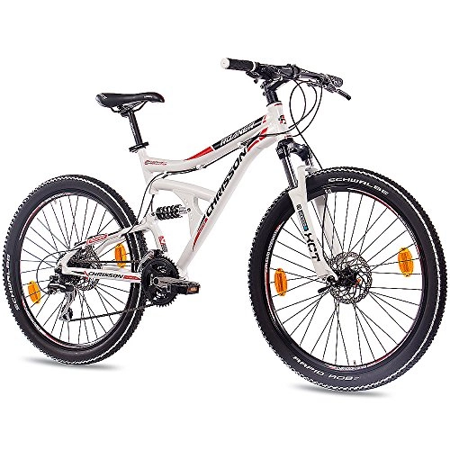 Bicicletas de montaña : CHRISSON '26 pulgadas aluminio MTB Mountain Bike Bicicleta roaner Fully Unisex con 24 g Shimano 2 x Disk Blanco Mate