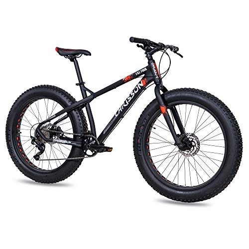 Bicicletas de montaña : CHRISSON Bicicleta de montaña Fat Four de 26 pulgadas, color negro y rojo, Hardtail Fat Tyre Mountain Bike, bicicleta con neumáticos 4.0 grasos y 10 velocidades Shimano Deore