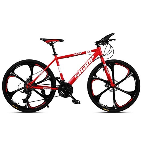 Bicicletas de montaña : Dafang Bicicleta de montaña Plegable Bicicleta para Adultos de 26 Pulgadas Bicicleta para Estudiantes de 30 velocidades-Seis Cuchillos Rojos_24