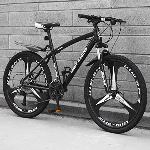 Bicicletas de montaña : DGAGD Bicicleta de montaña de 24 Pulgadas Bicicleta de Tres Ruedas de Velocidad Variable de una Rueda para Adultos-Negro_21 velocidades