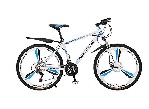Bicicletas de montaña : DGAGD Bicicleta de montaña de 24 Pulgadas, Bicicleta de Tres Ruedas para Adultos, de Velocidad Variable, para Hombres y Mujeres-Blanco Azul_24 velocidades