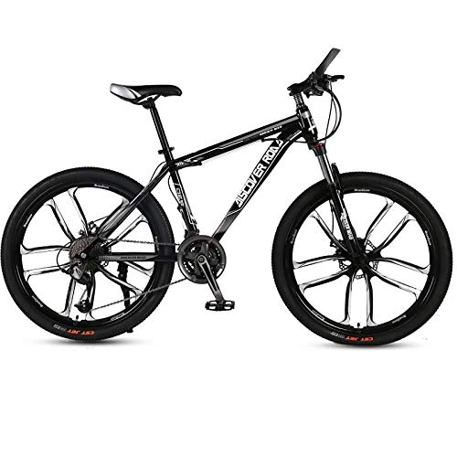 Bicicletas de montaña : DGAGD Bicicleta de montaña de 24 Pulgadas Bicicleta de Velocidad Variable para Adultos Freno de Disco Doble Bicicleta de Acero de Alto Carbono Diez Ruedas de Corte-Negro_21 velocidades