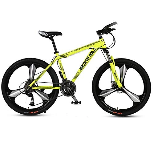 Bicicletas de montaña : DGAGD Bicicleta de montaña de 24 Pulgadas Bicicleta de Velocidad Variable para Adultos Freno de Disco Dual Bicicleta de Acero de Alto Carbono Rueda de Tres Hojas-Amarillo_30 velocidades