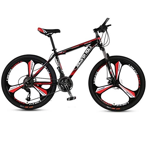 Bicicletas de montaña : DGAGD Bicicleta de montaña de 24 Pulgadas Bicicleta de Velocidad Variable para Adultos Freno de Disco Dual Bicicleta de Acero de Alto Carbono Rueda de Tres Hojas-Rojo Negro_21 velocidades
