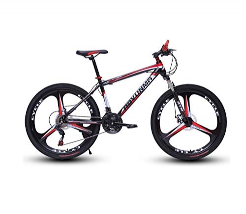 Bicicletas de montaña : DGAGD Bicicleta de montaña de 24 Pulgadas Bicicleta para Hombres y Mujeres Frenos de Disco Dobles Ligeros Bicicleta de Velocidad Variable de Tres Ruedas-Rojo Negro_27 velocidades