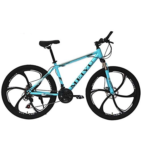 Bicicletas de montaña : DGAGD Bicicleta de montaña de 24 Pulgadas para Adultos, Bicicleta de Velocidad Variable, Carreras de Carretera de Seis Ruedas-Azul_27 velocidades