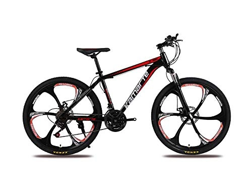 Bicicletas de montaña : DGAGD Bicicleta de montaña de 24 Pulgadas para Adultos, Hombres y Mujeres, Bicicleta de Velocidad Variable, Seis Ruedas de Corte-Rojo Negro_27 velocidades