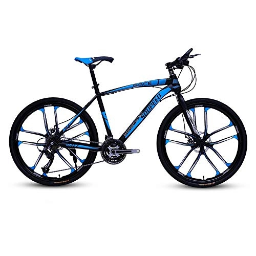 Bicicletas de montaña : DGAGD Bicicleta de montaña de 26 Pulgadas Bicicleta de Carretera portátil para Adultos Bicicleta de Velocidad Variable Diez Ruedas de Corte-Azul Negro_21 velocidades
