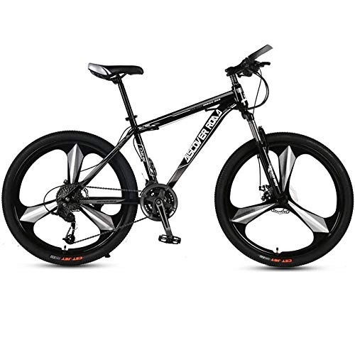 Bicicletas de montaña : DGAGD Bicicleta de montaña de 26 Pulgadas Bicicleta de Velocidad Variable para Adultos Doble Freno de Disco Bicicleta de Acero de Alto Carbono Tri-Cutter-Negro_24 velocidades