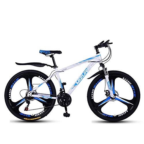 Bicicletas de montaña : DGAGD Bicicleta de montaña de 26 Pulgadas, Velocidad Variable, Bicicleta Ligera, Rueda de Tres Cuchillas-Blanco Azul_27 velocidades