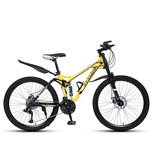 Bicicletas de montaña : DGAGD Bicicleta de montaña de Cola Suave Cuesta Abajo de 24 Pulgadas, Velocidad Variable, Rueda de radios Masculina y Femenina-Amarillo_21 velocidades