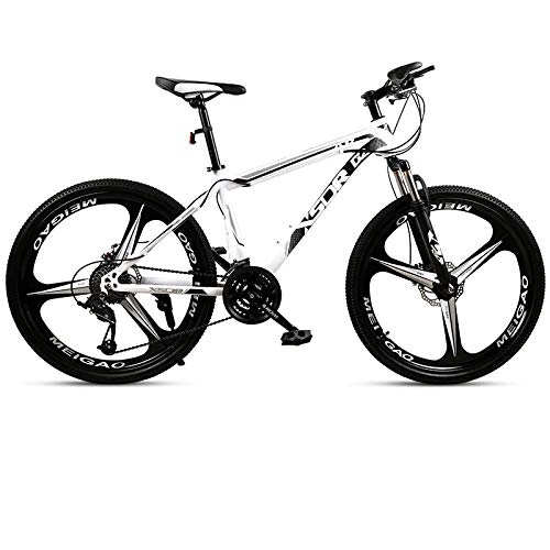 Bicicletas de montaña : DGAGD Neumático Grande para Bicicleta de Nieve 4.0 de Espesor y Ancho Rueda de Tres cortadores para Bicicleta de montaña con Freno de Disco de 24 Pulgadas-Blanco Negro_21 velocidades