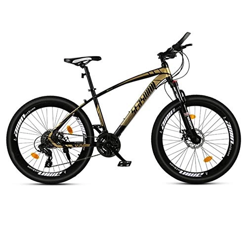 Bicicletas de montaña : DGAGD Rueda de radios de Bicicleta súper Ligera para Adultos Masculinos y Femeninos de 26 Pulgadas de Bicicleta de montaña-Oro Negro_30 velocidades