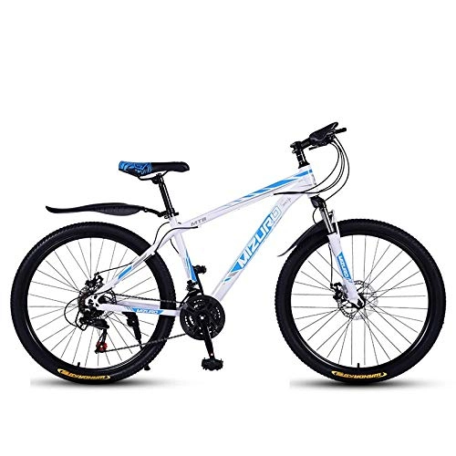 Bicicletas de montaña : DGAGD Rueda de radios de Carreras de luz de Bicicleta de Velocidad Variable de Bicicleta de montaña de 24 Pulgadas-Blanco Azul_24 velocidades