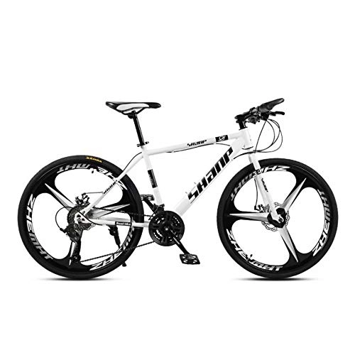 Bicicletas de montaña : DOMDIL- Bicicleta de Montaña Unisex, 26 Pulgadas, Gearshift, MTB para Adultos con Asiento Ajustable, Blanco, 3 cortadores, Cambio de 27 etapas