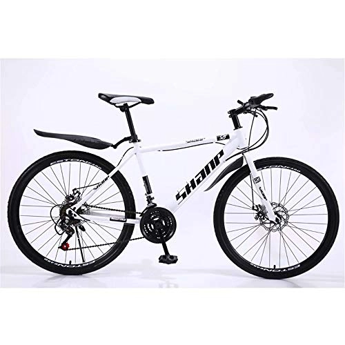Bicicletas de montaña : DOMDIL- Bicicleta de Montaña Unisex, 26 Pulgadas, MTB para Adultos con Asiento Ajustable, Blanco, 3 cortadores, Cambio de 21 etapas